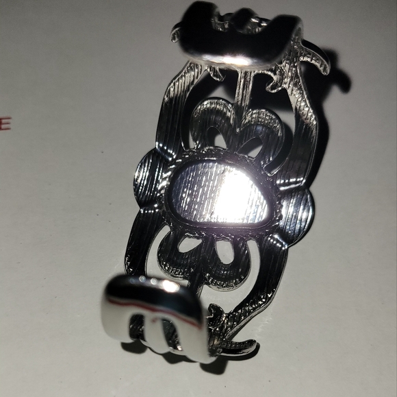 Turquoise Faux & Silver Tone Cuff Bracelet - Picture 3 of 3